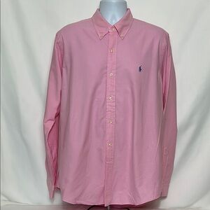 Ralph Lauren Men's Large Solid Pink Casual Button Front Long Sleeve Shirt
